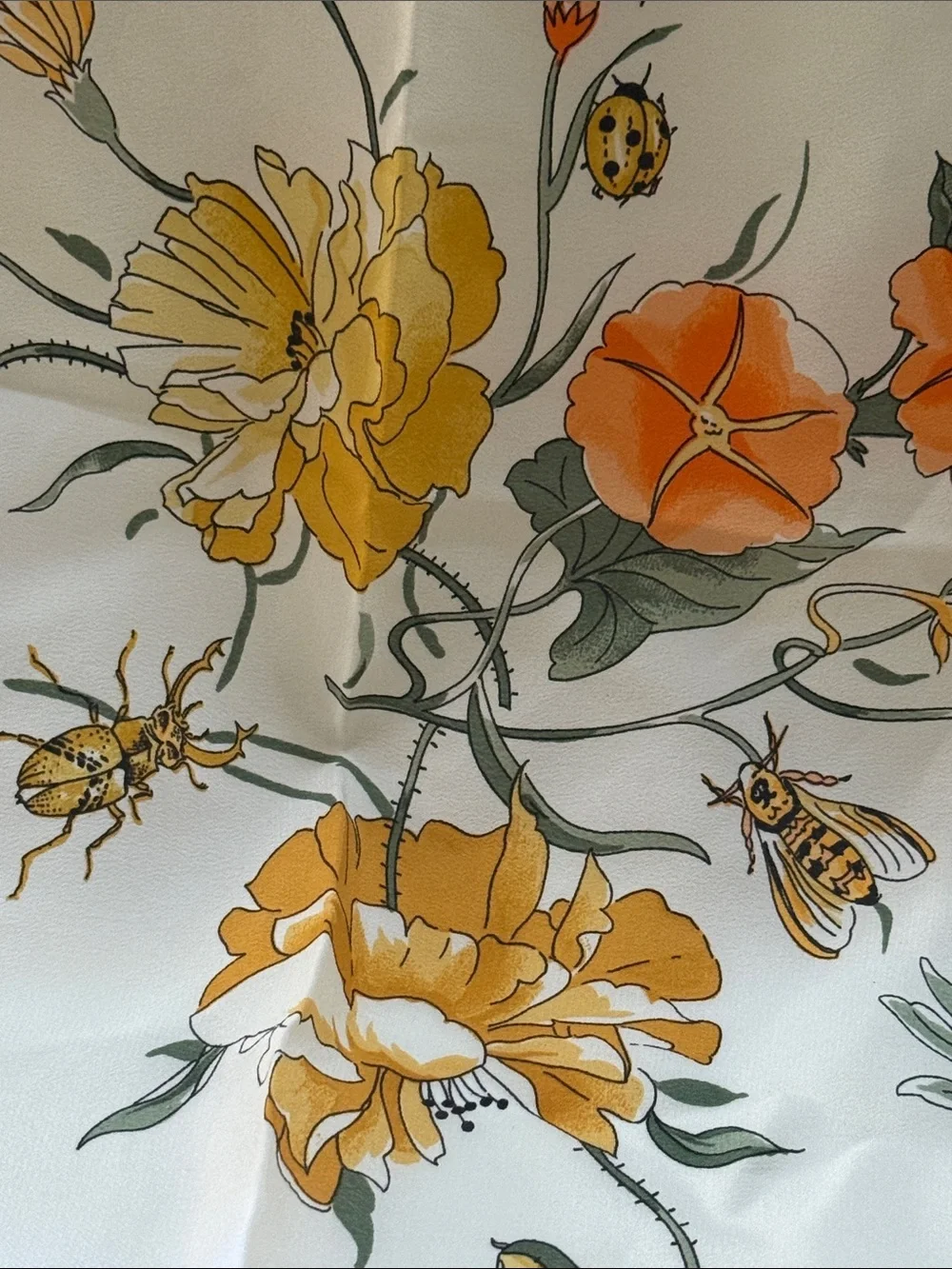 Pier Francoise Vintage Yellow Floral Silk Scarf 33” by 34”